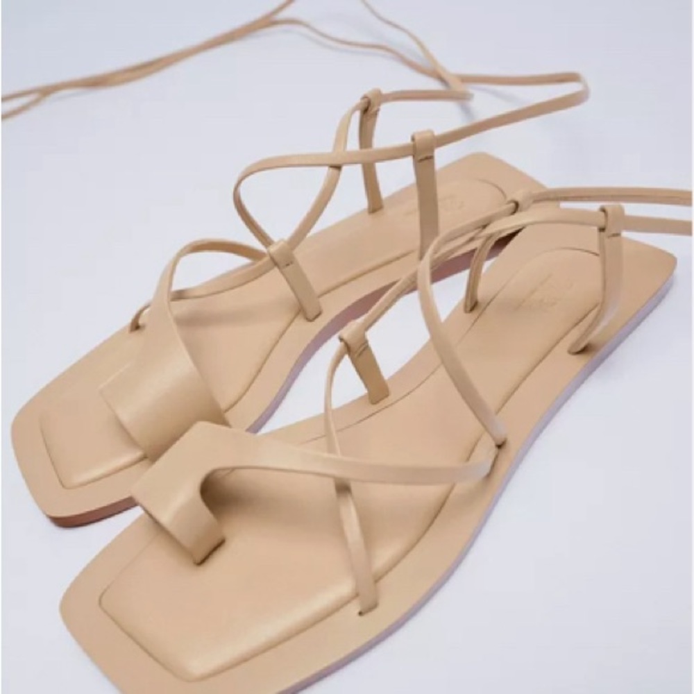 Women's Strappy Square-Toe Sandals in Nude